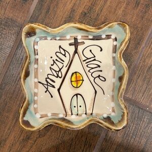 Handcrafted Ceramic Plate with Church Design